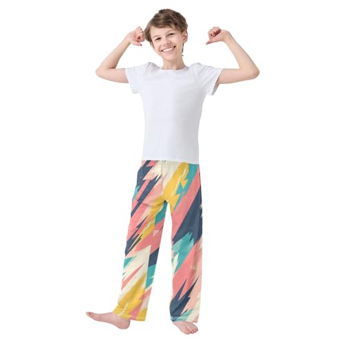 Boys' Pants Blue Pink Lightning Bolts Long Bottoms Jogger Pants Elastic Waist Trousers with Pockets S-XL2