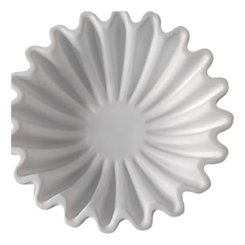 AIYAYOU Scalloped Bowl Resin Decorative Tray Contemporary Decorative Bowl Resin Handicraft Fluted Ruffled Bowl For Home Decor Functional Kitchen Storage Tray, White, large Cover