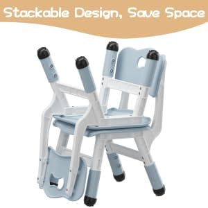 Image of 4-Pack Height Adjustable Kids Plastic Chairs, Ergonomic Backrest Kids Chairs with Non-Slip Feet, 82Kg Weight Capacity, Durable Toddler Chairs for Home Kindergarten Classroom & Activities