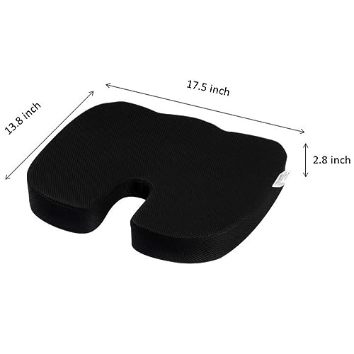 Wakefit Orthopedic Coccyx Cushion | Memory Foam Support for Lower Back, Tailbone & Sciatica Relief | Chair & Car Use | Ergonomic Design | Supports 60kg+ Weight - Black