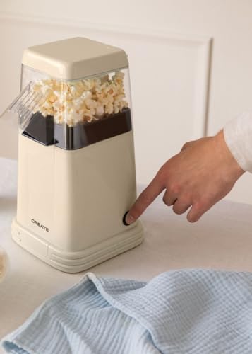 Miniatura 8 de Create Popcorn Maker Máquina Eléctrica De Palomitas De Maíz Blanco Roto Mate Sin Aceites O Grasas, Fácil De Limpiar, Palomitas En 3 Min, 80g De Maiz Por Tanda, Sitema De Seguridad, 1200w