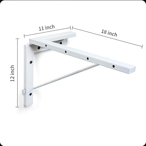 Image of Clothes Drying Stand Wall Mounted /Cloth Dryer Stand /Clothes Hanger for Drying Clothes Foldable for Home Or Balcony with 50 Feet Rope and Fasteners Set (Metal-White L Shape)