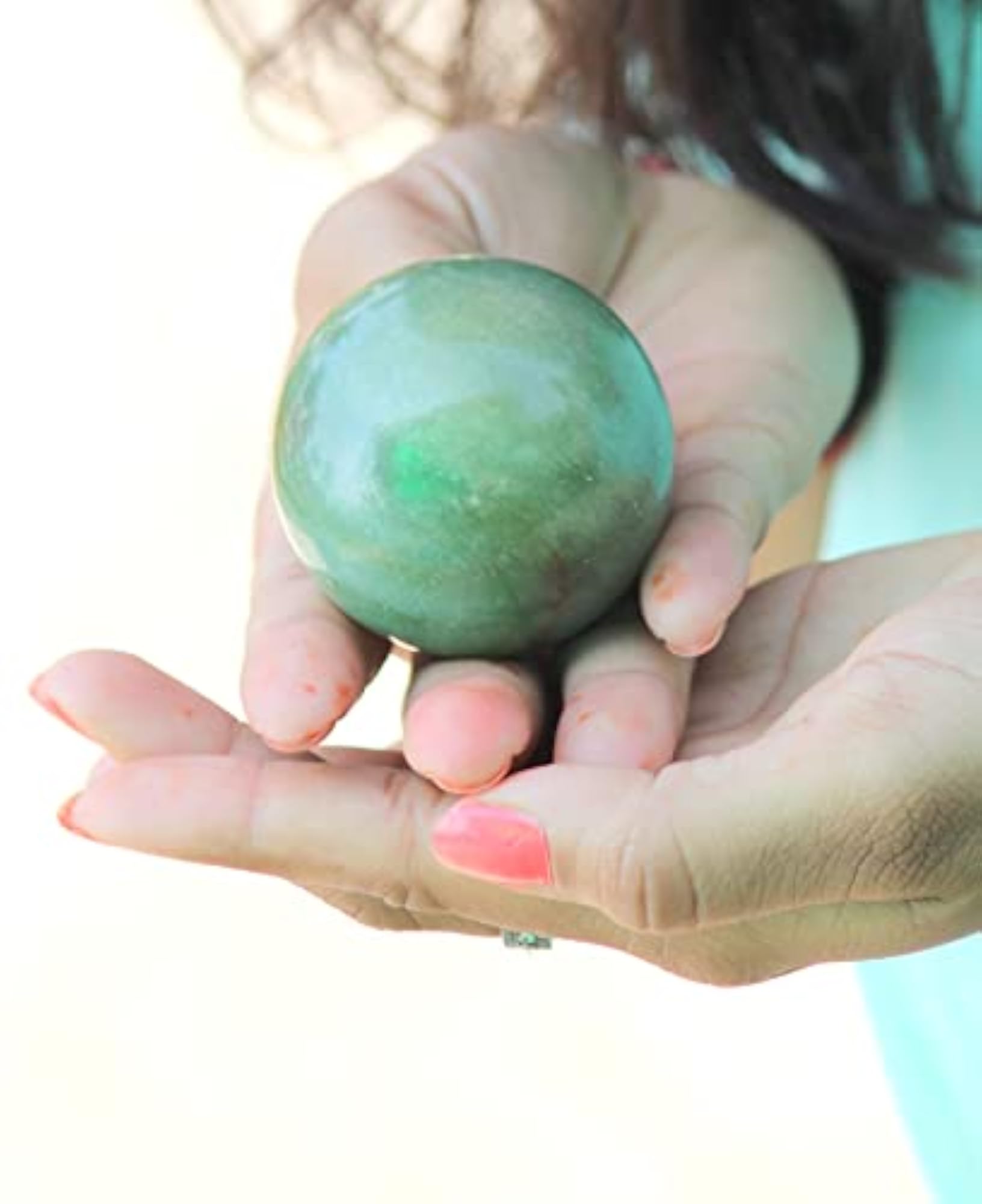 Jet Green Aventurine Hand Carved Crystal Ball Sphere, Healing