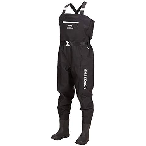 BASSDASH 3D Boot Foot Game Wader Ultra High Strength Black Plaid Nylon PVC Fishing Hunting Chest Waders for Men Cover