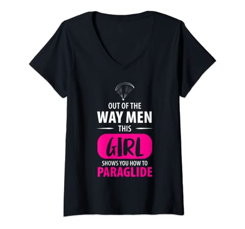 Mujer Paragliding Paraglider - Paracaídas para mujer Camiseta Cuello V