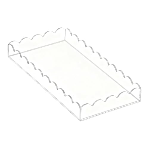 Bandeja De Acrílico | Organizador De Almacenamiento Multiusos con Bordes Ondulados - Bandeja Organizadora Transparente | para La Encimera El Tocador El Lavabo Armario La La Cocina Salón Clóse
