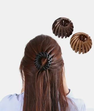 Bird Nest Hair Claw Clip, Spiral Design, Set of 3, Black and Brown, for Half-Up Hairstyles-image-19