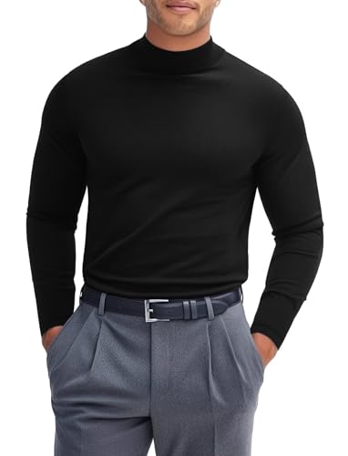 Zengjo Mens Mock Neck Long Sleeve T Shirts, Lightweight Warm Base