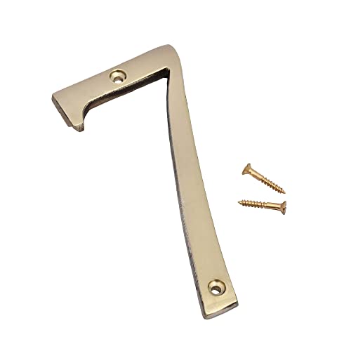 Image of 4 inch Brass House Hotel Door Number Plaque Sticky Numeric Numerical Digit 0-9 [9 (Nine)] (SEVEN)