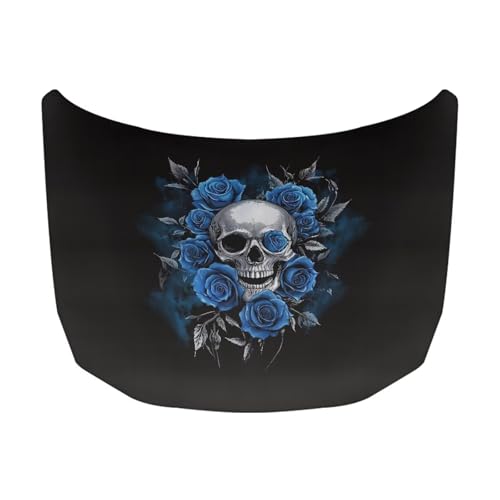 Image of Hood Covers for Cars All-Season Protection Fabric Skull and Flower Hood Cover Stretch Polyester Fabric Cover Removable Automotive Accessories Ft Fits Most Cars