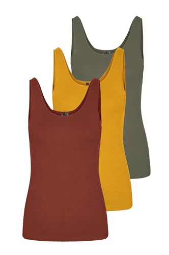 VERO MODA Damen VMMAXI My Soft UU Tank TOP GA 3PACK, Burnt Henna/Golden Yellow/Dusty Olive, L 1