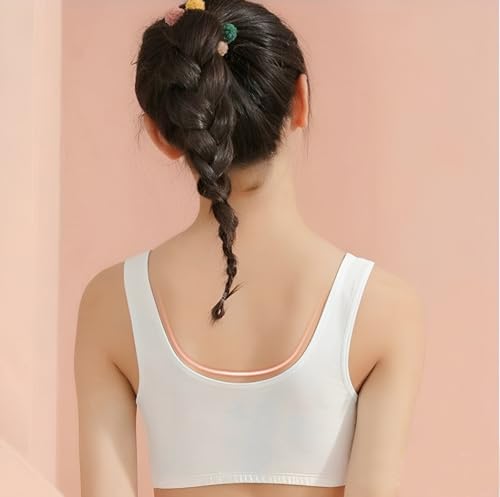 5Pack Big Girls Padded Training Bras,Girls Thin Cotton Breathable Sports Bra Fit2