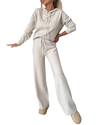 Womens Sweat Set 2 Piece Lounge Sets Comfort Hoodie Wide Leg Pants Matching Sweatsuits