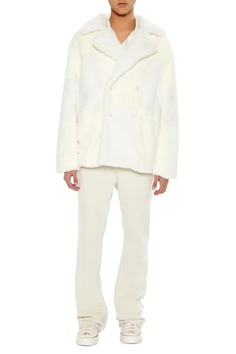 Forever 21 Men's Faux Fur Two-Tone Checkered Coat2