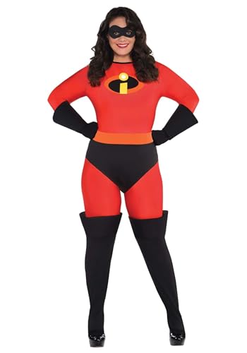 Party City Deluxe Mrs Incredible Costume for Women - Disney The Incredibles Costume Includes Jumpsuit, Gloves & Mask - Costumes for Halloween, Birthday Parties & Themed Event