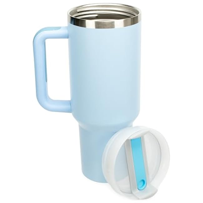 Elanze Designs You Got This! Motivation 40 oz. Stainless Steel, Large Water Bottle Coffee Mug, Spill & Leak Resistant, Thermal Travel Tumbler with Handle, Lid & Straw, Blue