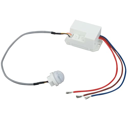 Mini Sensor de Movimiento, Mini Interruptor Detector de Movimiento Infrarrojo Empotrable para Instalación Interior IP20, con Sensor Crepuscular, Alcance de 6 Metros y Ángulo de Detección de 120°
