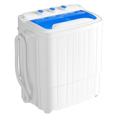 Superday Portable Washing Machine, 2 In 1 Small Washing Machine and Spin Dryer Combo, 14.5lbs Compact Mini Twin Tub Washing Machine for Camping, Apartments, Dorms, College Rooms, RV, Delicates, Blue Cover