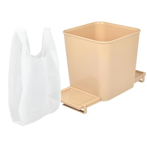 Image of Car Trash Can with Stability Wings - Leakproof Portable Garbage Bin for Fabric & Rubber Mats - Compact Durable Plastic Auto Organizer for Cars, SUVs, Trucks (Mocha, Small)