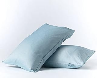 Night Owl - Herringbone Pillowcase Pair - Super Soft Touch - Two Printed Microfibre Pillow Covers - Luxury Bedding - Fjord Blue