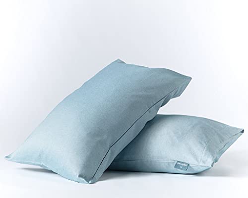 Night Owl - Herringbone Pillowcase Pair - Super Soft Touch - Two Printed Microfibre Pillow Covers - Luxury Bedding - Fjord Blue