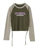 [エックスガール] オーナメントハートスリーブラグランロングスリーブベイビーティー ORNAMENT HEART SLEEVE RAGLAN L/S BABY TEE 105261013005 OLIVE M