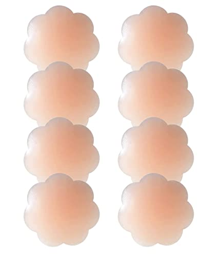 WJIAEER 4 Paires Cache-tétons ,Réutilisable Cache-tétons Auto-adhésif Invisible en Silicone Nipple Cover Cover