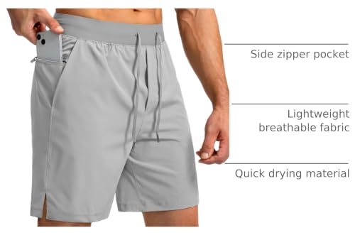 Image of Soothfeel Men's Running Shorts with Zipper Pockets 9 inch / 7 inch / 5 inch Quick Dry Eight Basketball Gym Workout Athletic Shorts
