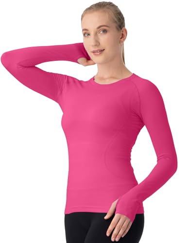Image of MathCat Seamless Workout Shirts for Women Long Sleeve Yoga Tops Sports Running Shirt Breathable Athletic Top Slim Fit XS-XL