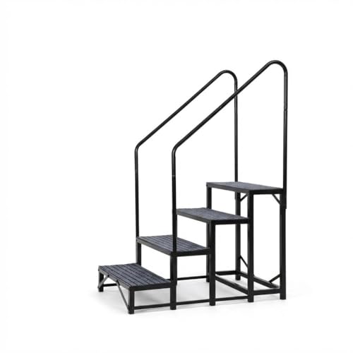 Garvee Escaliers RV Portatifs 4 Marches avec Rampe, Échelle RV avec Tapis Antidérapants, pour Roulottes, Camping-Cars, Baignoires Balnéo, Terrasses,...
