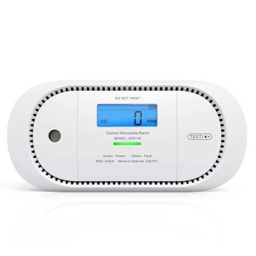 X-Sense Carbon Monoxide Detector Alarm with Digital LCD Display, Replaceable Battery CO Alarm...