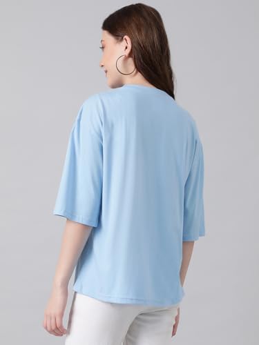 Image of KOTTY Women's Cotton Blend Solid Oversized T-Shirts