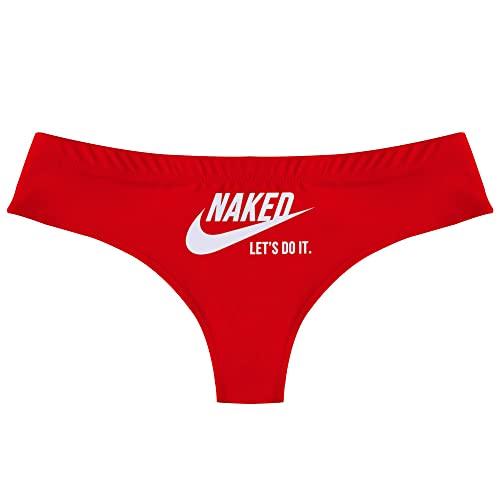 AWESOMETIVITY Thongs Gifts for Women - Funny Underwear, Naked, Let's Do It, XL
