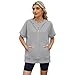 MUCIFLORAL Women's Oversized Quarter Half Zip Pullover Hoodies Tops Fashion Outfits Cloths with Pocket Shirts Grey L