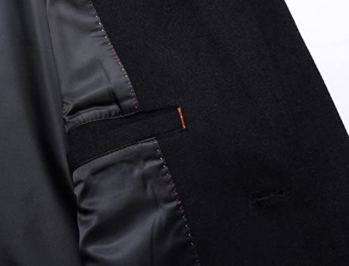 Image of chouyatou Men's Mid-Length Single Breasted Wool Blend Top Coat (Small, Notch-Black)