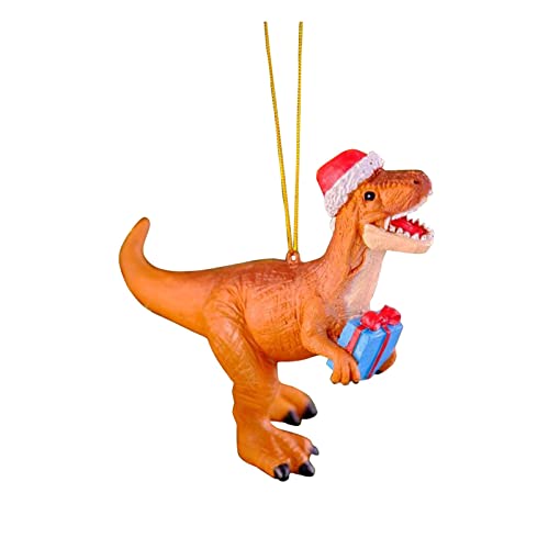 Dinosaurier Weihnachtsanhänger mit Weihnachtsmütze, 2D...