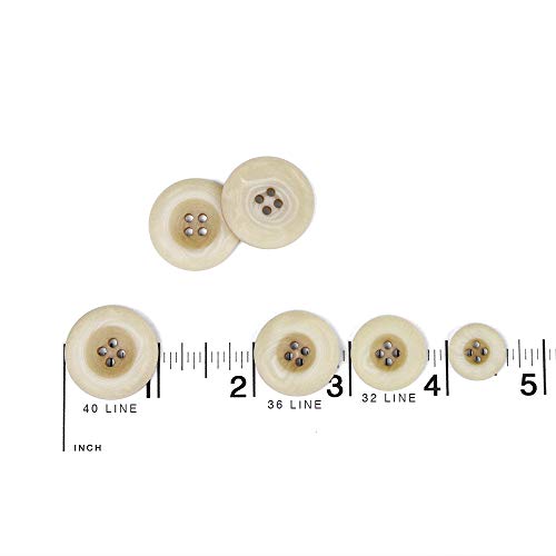Set of 11 Blake Matte Cream & Tan Vintage-Look Suit and Coat Buttons in Two Sizes, Made in Italy3