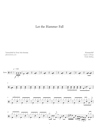 HammerFall - Let the Hammer Fall: Drum Sheet Music (JDS: HammerFall Collection) (English Edition)
