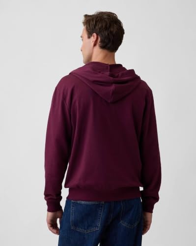 Image of Men's Graphic Zip-Front Hooded Sweatshirt, Burgandy, s