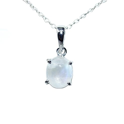 Pendentif en pierre de lune véritable, collier argent 925 pour fille
