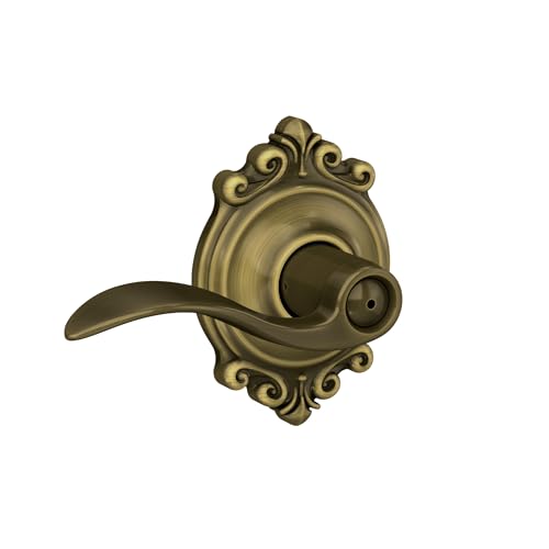 Image of SCHLAGE Accent Lever with Brookshire Trim Bed and Bath Lock in Antique Brass - F40 ACC 609 BRK