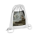 100% coton Fabulous Sac de Gym en Coton Blanc Moulin Peinture Paysage 1800 Europe Ancien Impressionisme 12 Litres