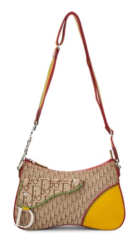 Dior Womens Pre-Loved Multi Trotter Rasta Double Saddle Bag Multi One Size