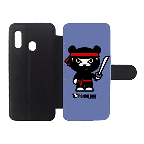 Étui en cuir Samsung Galaxy A20e Panda Boo Ninja Noir housse portefeuille magnétique