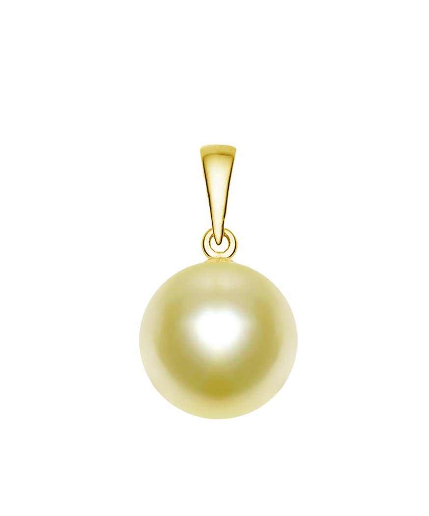 PremiumPearlCream Akoya Cultured Pearl Pendant for Women AA+ Quality In Yellow Gold Plated Sterling Silver - PremiumPearl