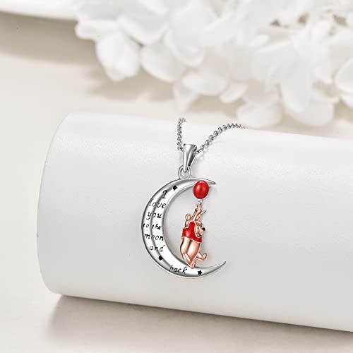 LILALO Bear Necklace Sterling Silver Moon Jewelry with I Love You To the Moon And Back Bear Gifts2