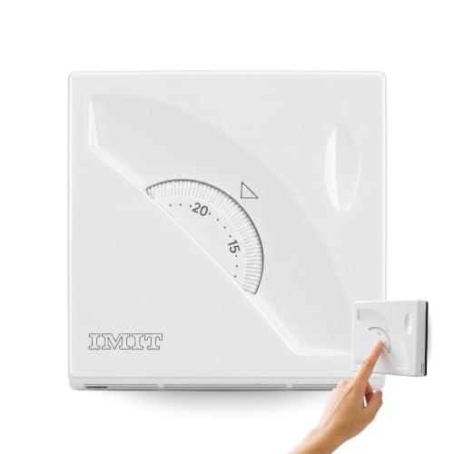 Termostato Mecánico de pared IMIT TAE1 para fancoils,  utilizado comúnmente en calefacción y refrigeración, Intensidad: 16(2,5)A - 3 Contactos, Rango ºC: .+7 .+30 - sin sonda,  80 x 80 x 44 mm
