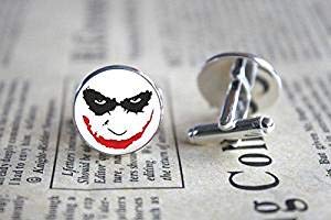 Vintage Joker Face Photo Glass Cuff Links-Silver Face Cufflinks for Men Women-Handmade Boyfriend Christmas Gift