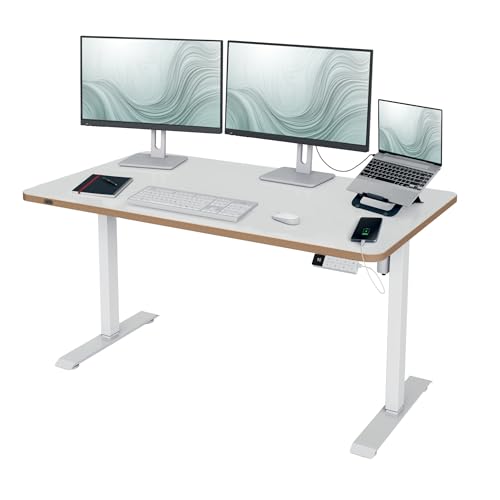 Leitz Ergo Elektrisch Höhenverstellbarer Schreibtisch 140x80cm - Stehschreibtisch mit Aufsteh-Erinnerung, Memory-Funktion, USB-C/USB-A (EU-Stecker)