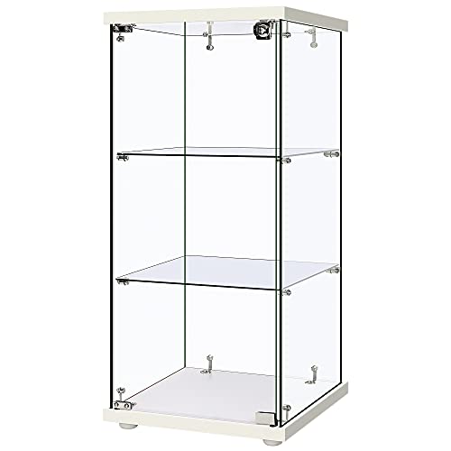 VIVOHOME 3 Layers 16''W x 16''D x 34''H Glass Countertop Display Showcase Cabinet Bookcase with Lock, 4mm Tempered Glass 25mm MDF Base VIVOHOME 3 Layers 16''W x 16''D x 34''H Glass Countertop Display Showcase Cabinet Bookcase with Lock, 4mm Tempered Glass 25mm MDF Base